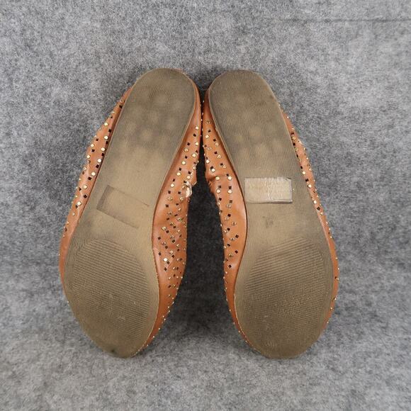 Steve Madden Shoes Womens 9 Ballet Flats Studs Perforated Brown Slip On Casual - Picture 11 of 12